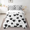 thumbnail image 2 of Feelyou Kawaii Love Heart Bedding Comforter Set 7 Pieces for Kids, Romantic Valentines Day Full Bedding Set, White Black Cartoon Reversible Fitted Sheet Flat Sheet, Microfiber Bedroom Decor, 2 of 8