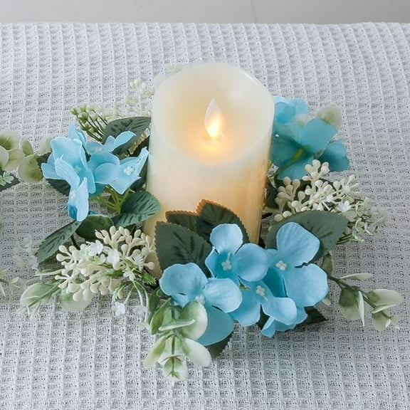 Suncoda Christmas Wreath, Home Dining Table Simulation Embroidered Flower Candle Cup Candlestick Wreath Decoration Party Wedding Anniversary Decoration Wreath, Christmas Ornament