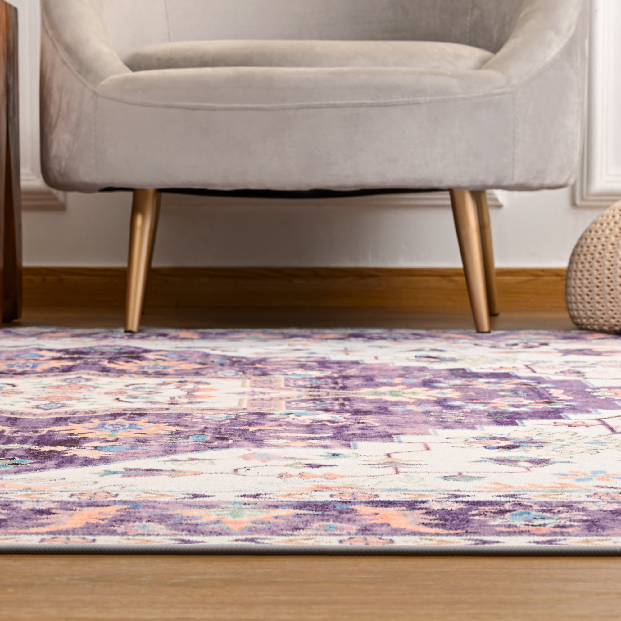 Noahas Vintage Area Rug Modern Bohemian Rug, Purple, 4' x 6'