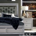 thumbnail image 3 of Contemporary Silver Finish Bedroom 5pc Set California King Bed Button-Tufted Headboard Nightstand Dresser Chest Mirror, 3 of 7