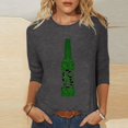 thumbnail image 2 of Pompotops T-Shirt d'Été Décontracté pour Femmes Imprimé Bière Col Rond Manches 3/4 Ample en Solde, 2 of 5