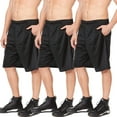 thumbnail image 2 of Essential Elements 3 Pack: Mens Active Athletic Workout Gym Open Mesh Shorts with Pockets X-Large, Black, 2 of 4