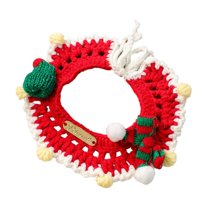 Christmas Pet Collar,Hand-Crocheted Festive Pet Neckwear With Adjustable Design,Cute Holiday Accessories For Cats & Small Dogs (Multiple Styles)