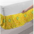 thumbnail image 2 of Yellow Bed Skirt, Lemon Orange Lime Fruit Citrus Round Cut Circles Big and Small Pattern, Elastic Bedskirt Dust Ruffle Wrap Around for Bedding Decor, 4 Sizes, Yellow White and Green, by Ambesonne, 2 of 2