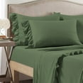 thumbnail image 2 of 4 Piece Corner Ruffle Sheet Set, 3" Inch Corner Ruffle On Flat Sheet, 15 Inch Deep Pocket, 100% Egyptian Cotton, 800 TC, Olympic Queen Size, Solid Moss, 2 of 6