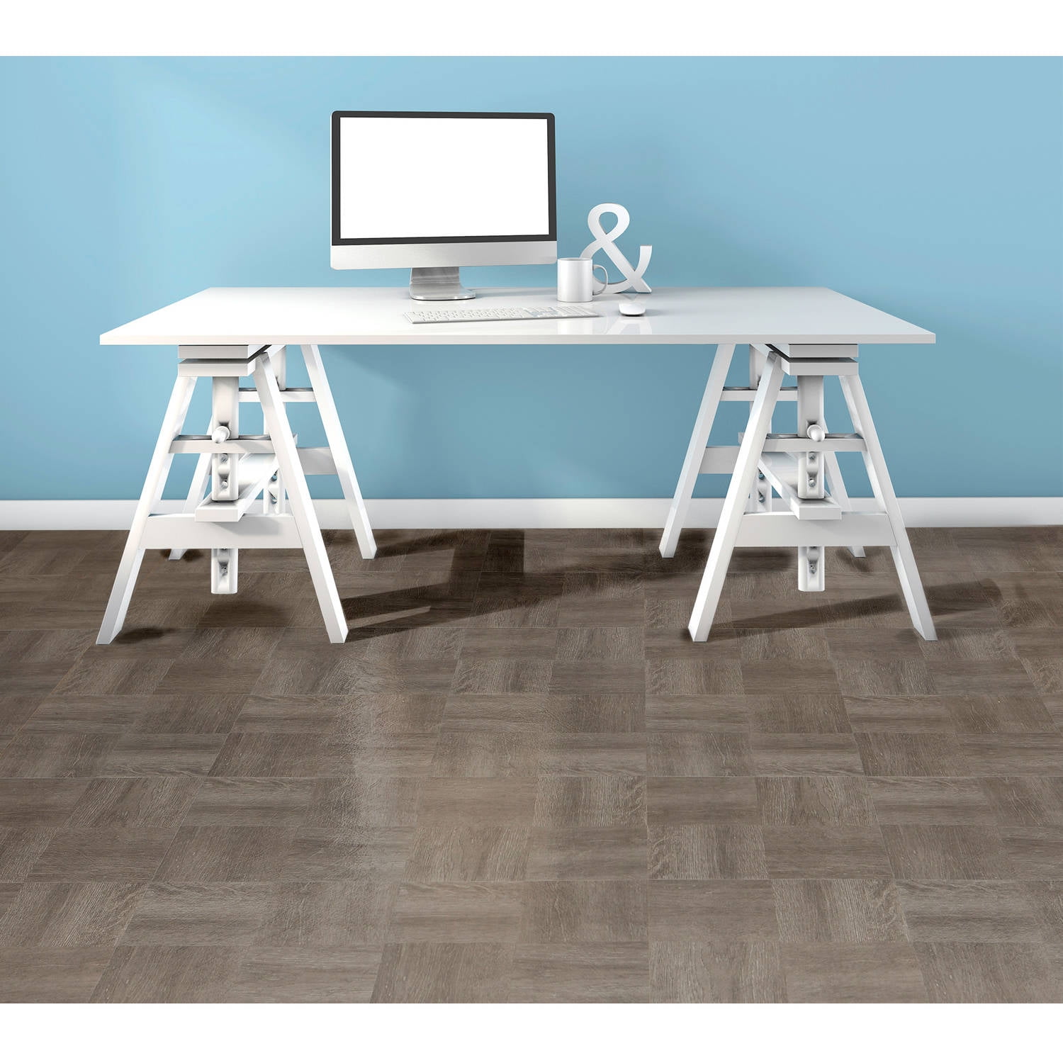 Achim Tivoli Self Adhesive Vinyl Floor Tile - 45 Tiles/45 Sq. ft., 12 x 12, Charcoal Grey Wood