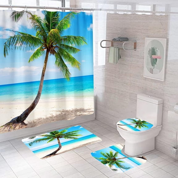 Sea Turtle Shower Curtain, Blue Ocean Shower Curtains Sets, Funny Shower Curtains with 12Hooks, Polyester Fabric Waterproof Curtains for Bathroom Beach Theme Decor 71" x 71"