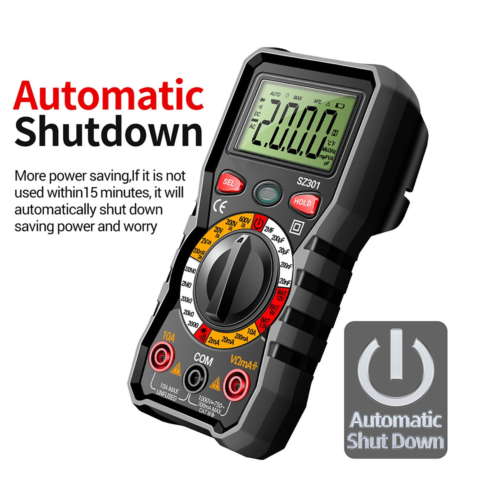 GUYUTING Electrical Tester Digital Multimeter AC/DC Voltage Current Resistance Diode Continuity Test Safe and Portable for DIY