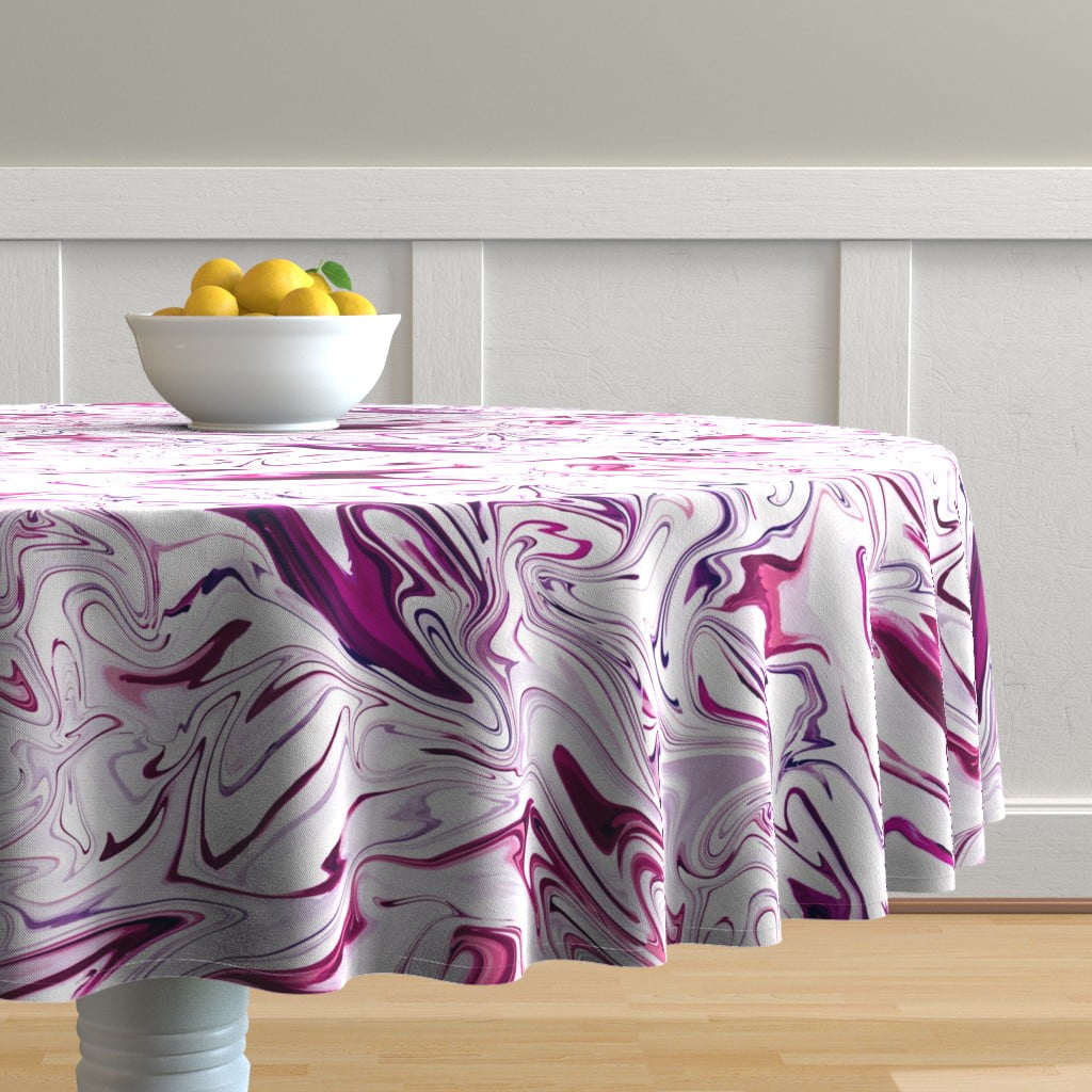 Round Tablecloth Magenta Magenta Burgandy Marble Marble Magenta Cotton