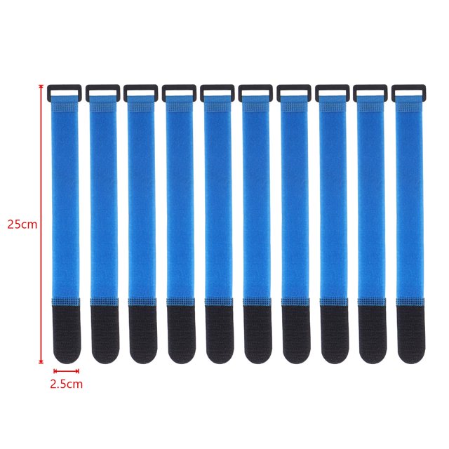10Pcs 2.5cm Width Nylon Cable Ties Reverse Buckle Strap Reusable Self Adhesive Tape Fastener Hook Loop Fixed Strap Sticky 2.5x25CM-C 10Pcs