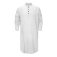thumbnail image 4 of Men's Cotton Muslim Robe Set Arabic Style Long Sleeve Button Front Casual Robe for Daily Wear, 4 of 9