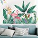 thumbnail image 2 of 1pc, Flamingos Wall Decals Peel And Stick Tropical Plant Animal Green Leaves Stickers Art Mural Decor For Home Dorm Office Party Nursery, 2 of 5