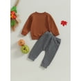 thumbnail image 3 of Newborn Baby Boys Halloween Outfits Mama's Pumpkin Print Long Sleeve Sweatshirt and Elastic Pants for Toddler 2 Piece Clothes, 3 of 8