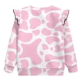 thumbnail image 6 of Yuyamidu Pink Cow Print Sweatshirt for Girls Size 5-6 Cute Ruffle Shoulder Long Sleeve Top Y2K Graphic Crewneck Sweatshirts Soft Lightweight Workout Pullover Everyday Clothes, 6 of 8