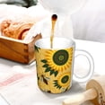 thumbnail image 3 of Disketp Bees and Sunflowers Large Coffee Mug with Handle Tea Cup Novelty Coffee Cup for Men Women Office Work, 3 of 6