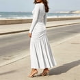 thumbnail image 5 of TFEOQRY Womens Maxi Dress Crew Neck Long Sleeve Ruched Bodycon Slim Flowy Hem Formal Party Long Dresses, 5 of 9