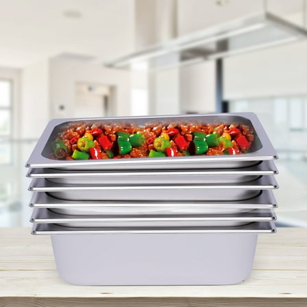 6X 1/2 Size 4"HALF Size Deep Food Pan Stainless Steam Table Catering Buffet Pans Storing Hot&Cold Food