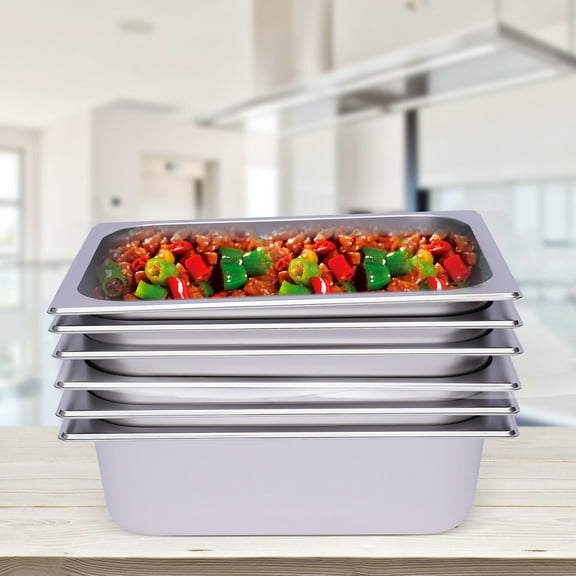 6X 1/2 Size 4"HALF Size Deep Food Pan Stainless Steam Table Catering Buffet Pans Storing Hot&Cold Food