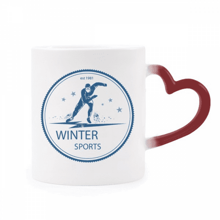 

Winter Sport Ski Suit and Boots Pattern Heat Sensitive Mug Red Color Changing Stoneware Cup