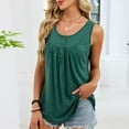 thumbnail image 4 of Women Summer Henley Tank Tops Casual Pleated Crewneck Button Sleeveless Tshirts Trendy Loose Fit Comfy Solid Color Camisole, 4 of 6