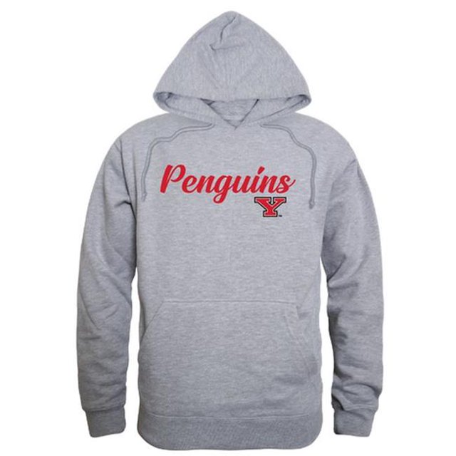 W Republic 558-159-HGY-04 Men Youngstown State Penguins Script Hoodie, Heather Grey - Extra Large