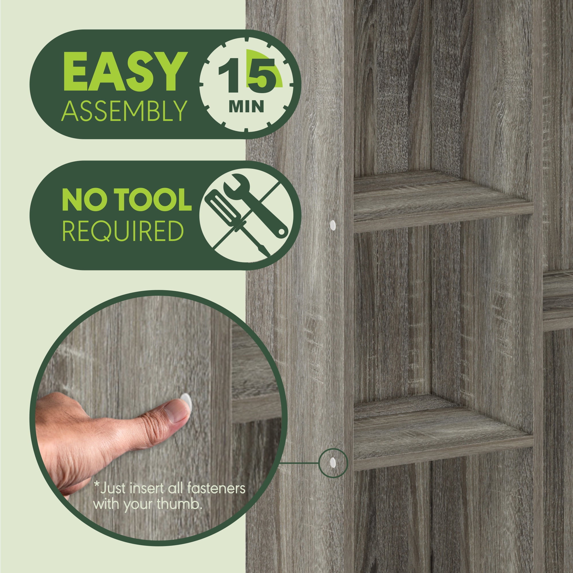 Furinno Luder 5-Cube No Tool Assembly Open Shelf, French Oak