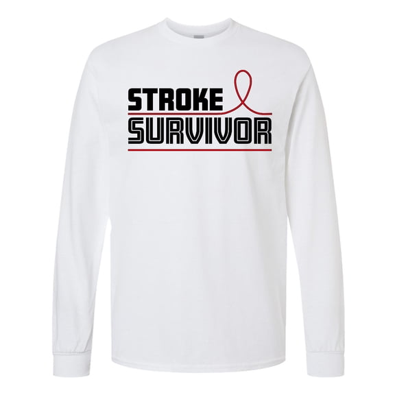 Inktastic Stroke Survivor Red Ribbon Awareness Long Sleeve T-Shirt