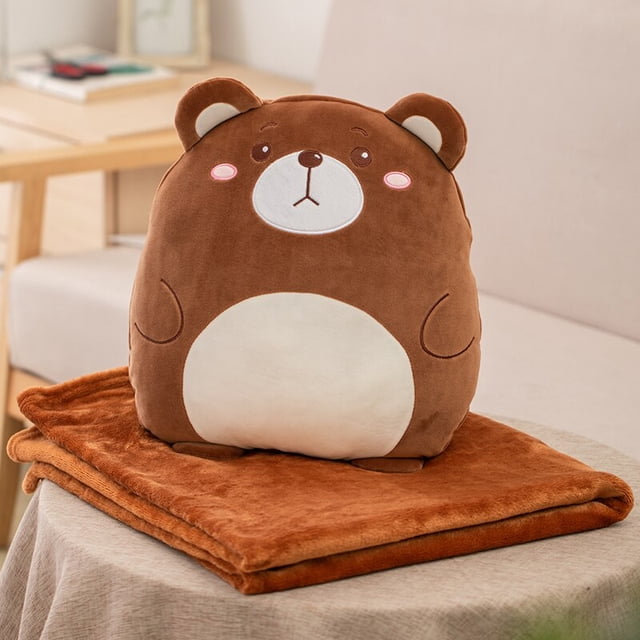 Almohada de animales del bosque de 40cm, suave, León, dinosaurio, Tigre, ganado, Cocodrilo, oso, aguacate, juguete de peluche, almohada de siesta con manta, regalos Fivean unisex