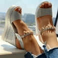 thumbnail image 5 of CBGELRT Womens Sandals Silver Cute Sandals for Women Wedges Pearl Sandals Platforms Heels Women Fashion Shoes High Wedges Women's Sandals Women's Flip-Flops, 5 of 7