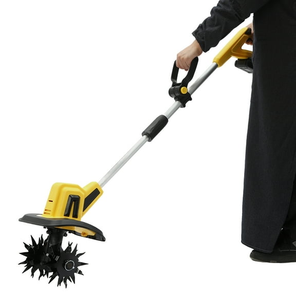 Cordless Battery Powered Tiller Cultivator, Portable 20V Tiller Cultivator 8.6 Inch Tilling Width,  Garden Cultivator Cordless Tilling Machine with 2AH Battery and Charger Included