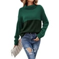thumbnail image 1 of hirigin Women Sweater, Long Sleeve Turtleneck Contrast Color Knit Pullover for Casual Daily, 1 of 9