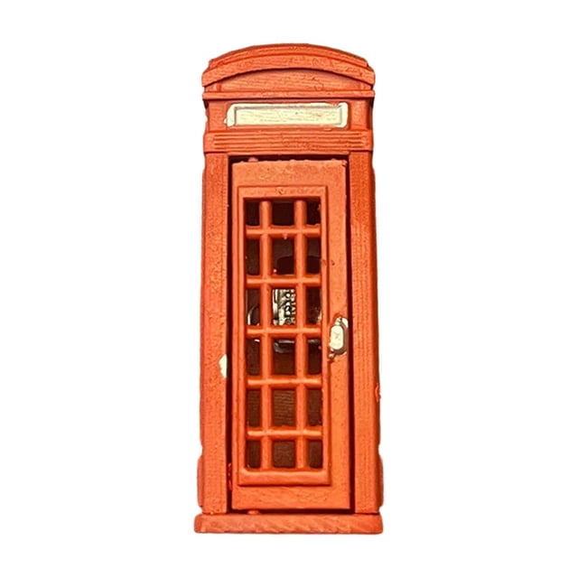 Yinanstore 1/64 Miniature Phone Booth Telephone Box Simulation Display Railway Layouts Sand Table Mini Diorama Decor Diorama Scene Model Red