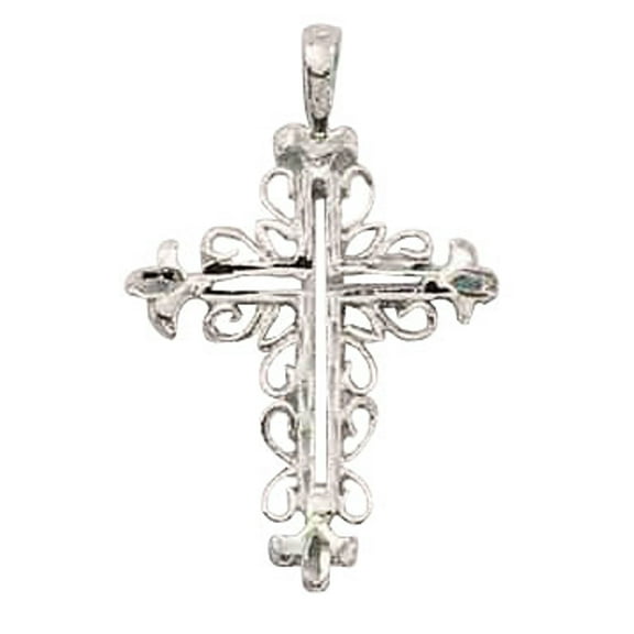 Sterling Silver 16" .8mm Box Chain Open Filigree Christian Cross Pendant Necklace