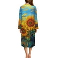 thumbnail image 3 of FOR U DESIGNS Sunflower Print House Dresses for Woman Comfortable Long Sleeve Night Shirts Soft Duster Lounger Robe with Pockets,Sleep Dress with Zipper, S, 3 of 8