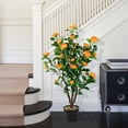 thumbnail image 4 of Topbuy 40” Artificial Camellia Tree in Cement Pot Greenery Potted Plant, 4 of 10