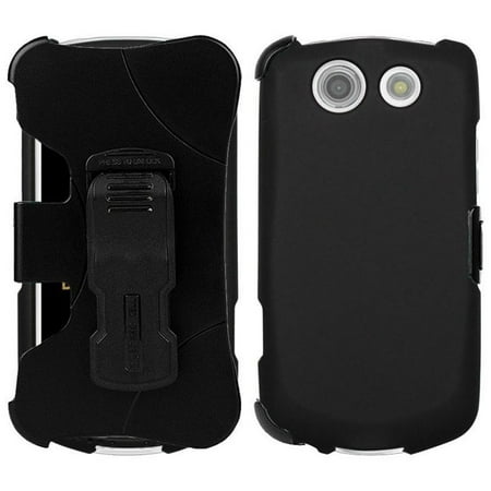 Phone Cases For Verizon Kyocera BRIGADIER E6782 CLIP CASE, NEW BLACK RUBBERIZED HARD SHELL CASE COVER + BELT CLIP HOLSTER + SCREEN PROTECTOR FOR VERIZON KYOCERA BRIGADIER E6782 ()