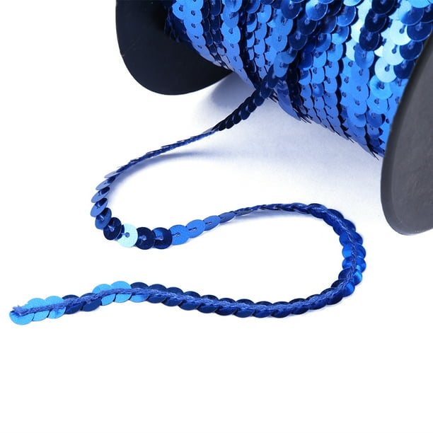 LYUMO DIY 100 Yards 6mm Shiny Trim Sewing Strings Flat Round Sequins Line Accessory, 6mm Sequins