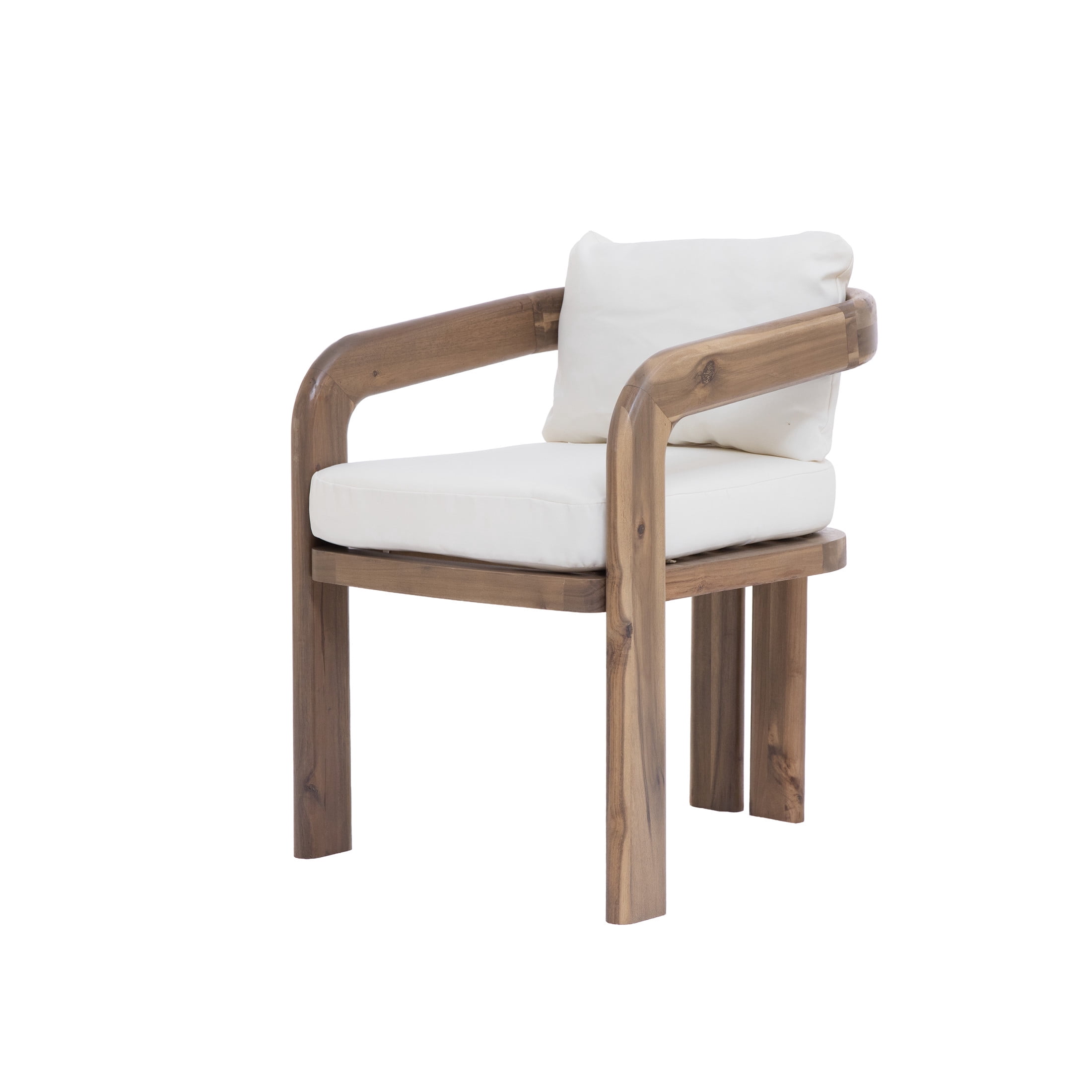 Christopher Knight Home Outdoor Dining Chairs, Natural Acacia Wood Frame with Cream Cushions, Set of 2