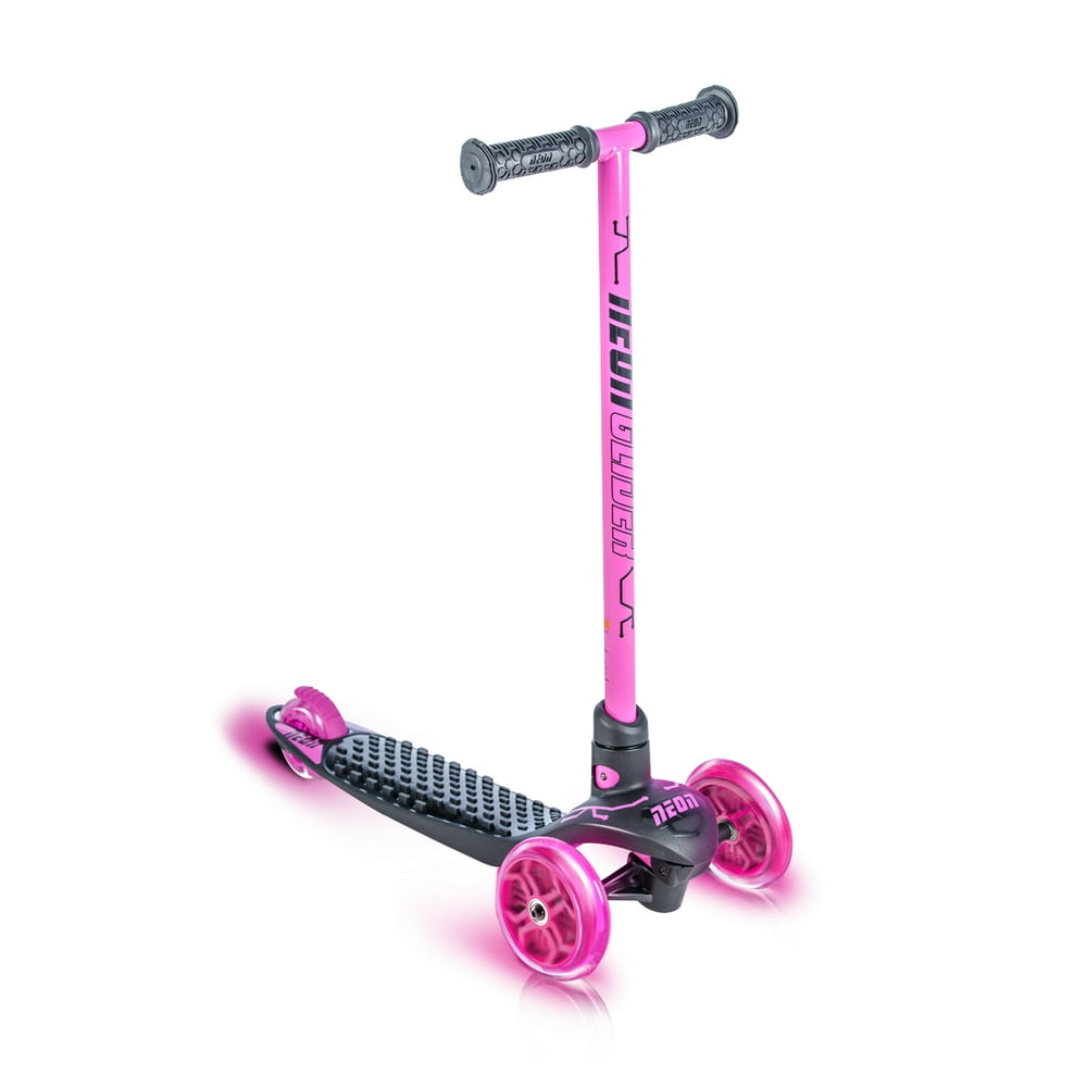 NEON Glider Three Wheel Scooter for Kids with LED Wheels Pink for Kids