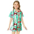 thumbnail image 2 of Tween Boy Satin Pajamas Set Bowknot Girls Button Down Pajamas Set Casual Pajamas Set Cute Pajamas For Girls 12-13 Years, 2 of 4