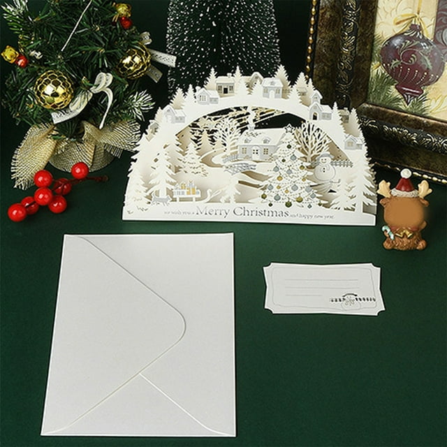Qocolhg Outdoor Christmas Decorations Indoor, Christmas Greeting Cards With Envelopes Three Dimensional Christmas Cards With Envelopes Christmas Greeting Cards Ornament, Christmas Clearance