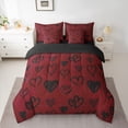 thumbnail image 3 of Feelyou Romantic Love Heart Twin Bedding Sets 7-Piece for Girl, Red Cartoon Bedding Comforter Set, Couple Anniversary Theme Reversible Sheet Sets, Luxury Bedroom Decor, 3 of 8