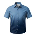 thumbnail image 5 of Mens Short Sleeve Button Down Shirt Gradient Print Casual Pocket Top Summer Beach Lightweight Breathable Loose Fit Tee for Vacation Travel Out Activities Comfortable Cool Dark Blue S, 5 of 6