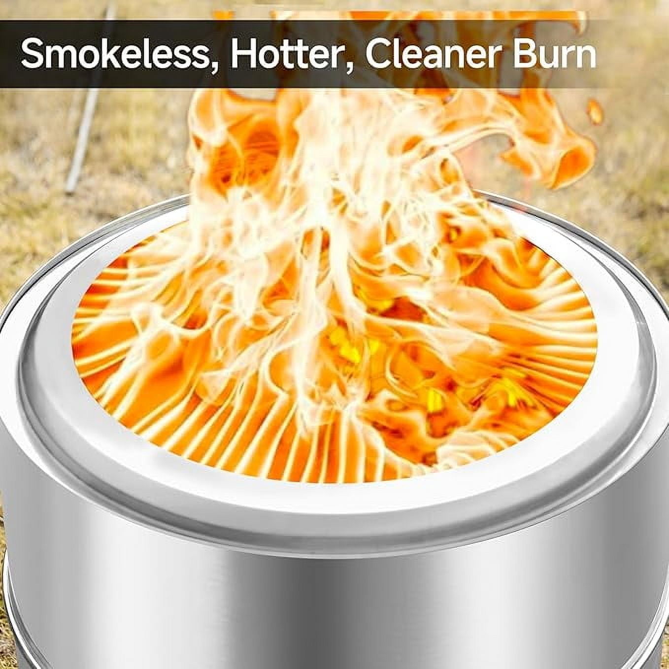 19.5" Smokeless Fire Pit with Removable Ash Pan & Carry Bag - Portable Outdoor Firepit for Backyard, Camping, Patio, Picnics & Bonfires - Effortless Cleanup & Convenient Travel
