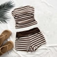 thumbnail image 5 of Stichou 2 Piece Shorts Sets for Women Strapless Striped Tube Crop Tops and High Wasited Shorts 2026 Summer Birthday Outfits Khaki XL, 5 of 6