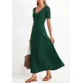 thumbnail image 5 of PRETTYGARDEN Women's Spring Midi Sweater Dresses Elegant Pleated Ribbed Knit Short Sleeve V Neck A Line Summer Outfits, 5 of 10