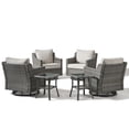 thumbnail image 3 of Opohoro 6 piece Outdoor Conversation Set with 2 Glass Top Side Tables, High Back Wicker Swivel Patio Chairs of 4 for Porch, Deck, Balcony, 3 of 11