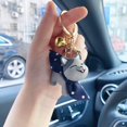 thumbnail image 1 of Cartoon Cat Keychain Pendant, Cute Kitten Animal Shape Key Ring Trinket Bag Charms for Women Men Handbags Decor (Color : Black, Size : 3.9 x 0.8 x 1.8 in), 1 of 5