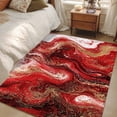 thumbnail image 4 of Abstract Fluid Washable Area Rug 4x6 Vintage Gold Red Marble Texture Low-Profile Large Area Rugs with Non Slip Backing Indoor Floor Carpet for Entrance Living Room Bedroom Home Office, 4 of 9