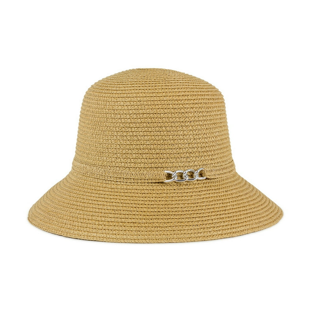 Magid Magid Women'S Straw Bucket Hat With Chain Brim